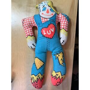 VTG Brach's 1970s Sam Luv The Scaredest Scarecrow Plush Doll Halloween 16"